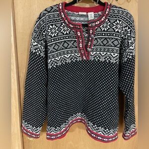 L.L. BEAN-Vintage 100% Merino lambs Wool Nordic Fair Isle Henley Sweater…